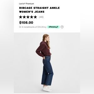 Levi’s Ribcage Straight Jeans Size 28